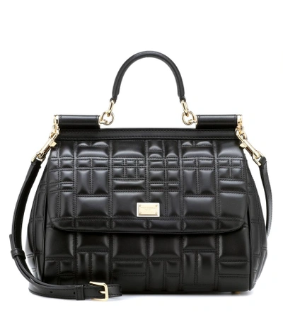 Shop Dolce & Gabbana Sicily Medium Quilted Leather Shoulder Bag In Black