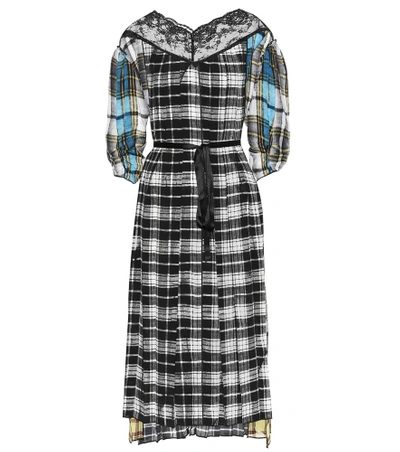 Shop Marc Jacobs Plaid Silk Dress In Black