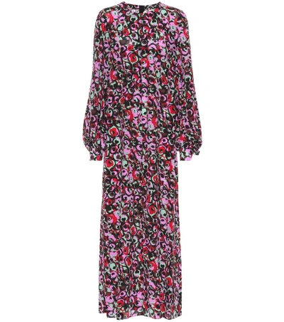 Shop Marni Printed Silk Dress In Multicoloured