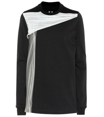 Shop Rick Owens Draped Cotton Jersey Sweatshirt In Black