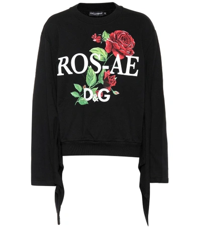 Shop Dolce & Gabbana Printed Cotton-jersey Sweater In Black