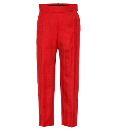Shop Alexandre Vauthier Wool Straight-leg Pants In Red