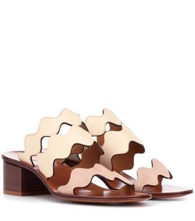 Shop Chloé Leather Sandals In Neutrals