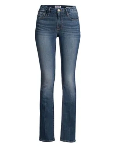 Shop Frame Le Mini Mid-rise Bootcut Jeans In Blendon