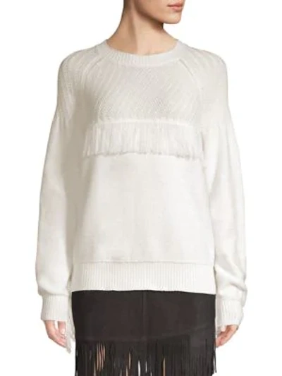 Shop Frame Fringe Knit Sweater In Off White