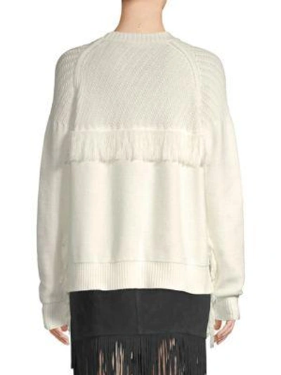 Shop Frame Fringe Knit Sweater In Off White