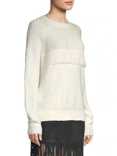 Shop Frame Fringe Knit Sweater In Off White