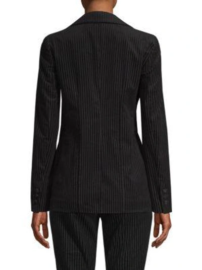 Shop Frame Velvet Striped Blazer In Noir