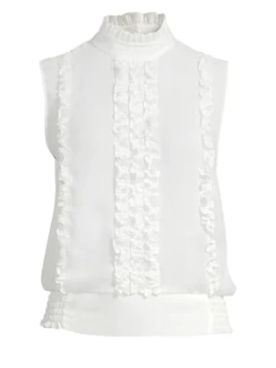 Shop Frame Smocked Ruffle Top In Off White