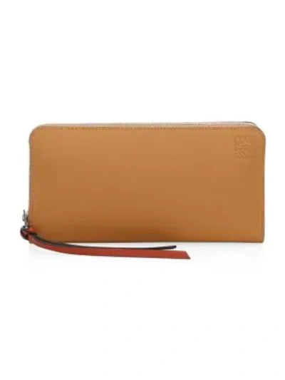 Shop Loewe Colorblock Leather Zip-around Wallet In Caramel
