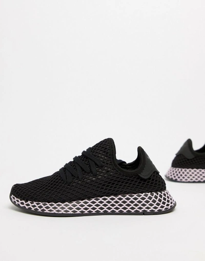 Shop Adidas Originals Deerupt Sneakers In Black And Lilac - Black