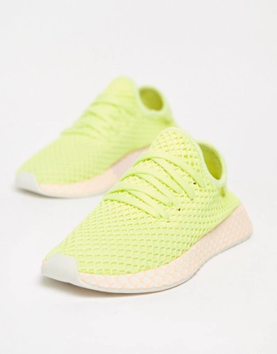 Shop Adidas Originals Deerupt Sneakers In Yellow And Lilac - Yellow