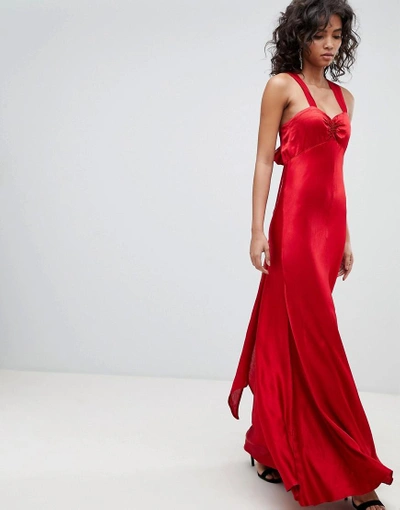 Shop Ghost V Neck Maxi Dress With Bow Back - Red