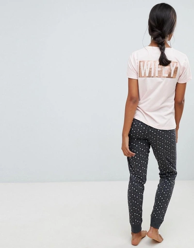 Shop New Look Wifey Pajama Set - Pink
