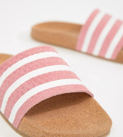 Shop Adidas Originals Cork Adilette Slider Sandals In Pink - Pink