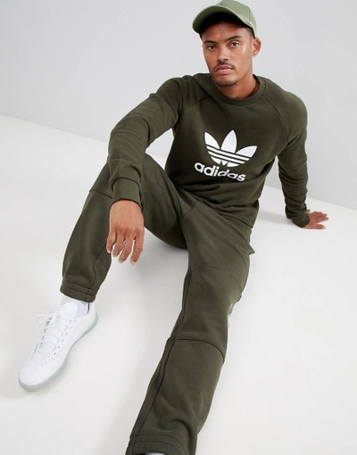 Adidas Originals Trefoil Sweat In Green Dm7834 - Green | ModeSens