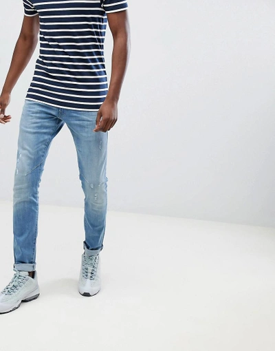 Shop G-star D-staq Skinny Jeans Lt Aged Destroy - Blue