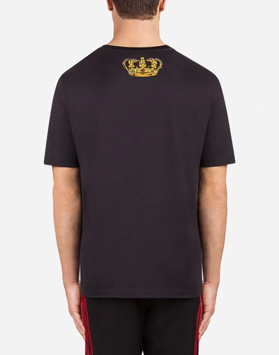 Shop Dolce & Gabbana Printed Cotton T-shirt In Black