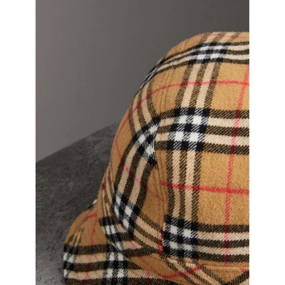 Shop Burberry Gosha X  Check Flannel Bucket Hat In Antique Yellow