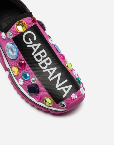 Shop Dolce & Gabbana Sorrento Sneakers With Embroidery In Fuchsia