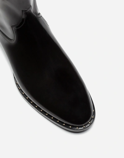 Shop Dolce & Gabbana Brushed Calfskin Ankle Boots In Black