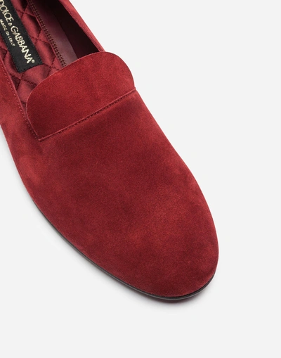 Shop Dolce & Gabbana Split-grain Leather Slippers In Red