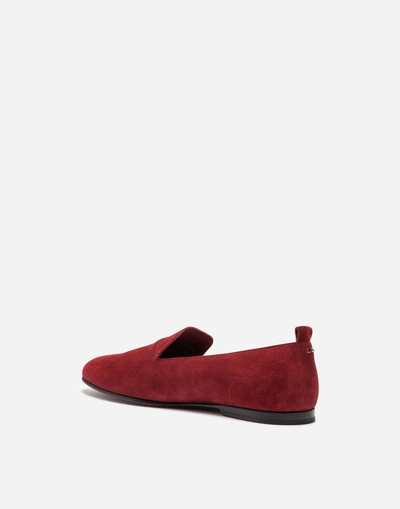 Shop Dolce & Gabbana Split-grain Leather Slippers In Red