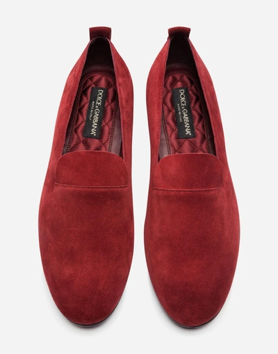 Shop Dolce & Gabbana Split-grain Leather Slippers In Red