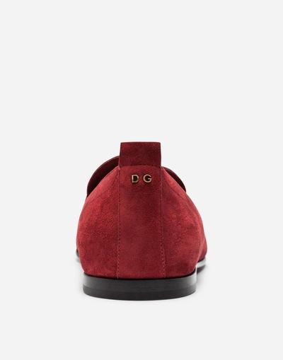 Shop Dolce & Gabbana Split-grain Leather Slippers In Red