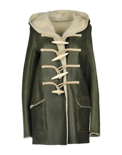 Shop Rick Owens Coat In Military Green