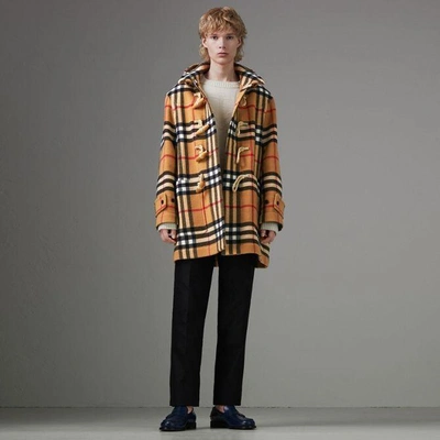 Burberry Gosha X Check Oversized Duffle Coat In Antique Yellow | ModeSens