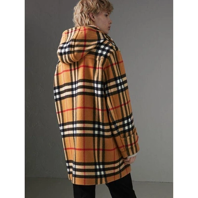 Burberry Gosha X Check Oversized Duffle Coat In Antique Yellow | ModeSens