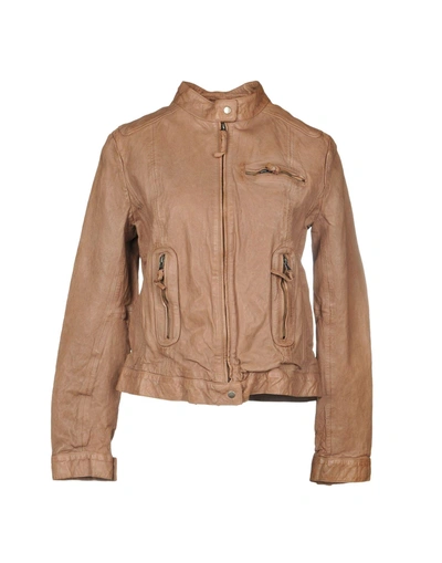 Shop Mdk Biker Jacket In Light Brown