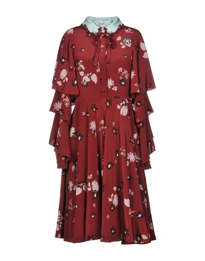 Valentino Midi Dresses In Maroon