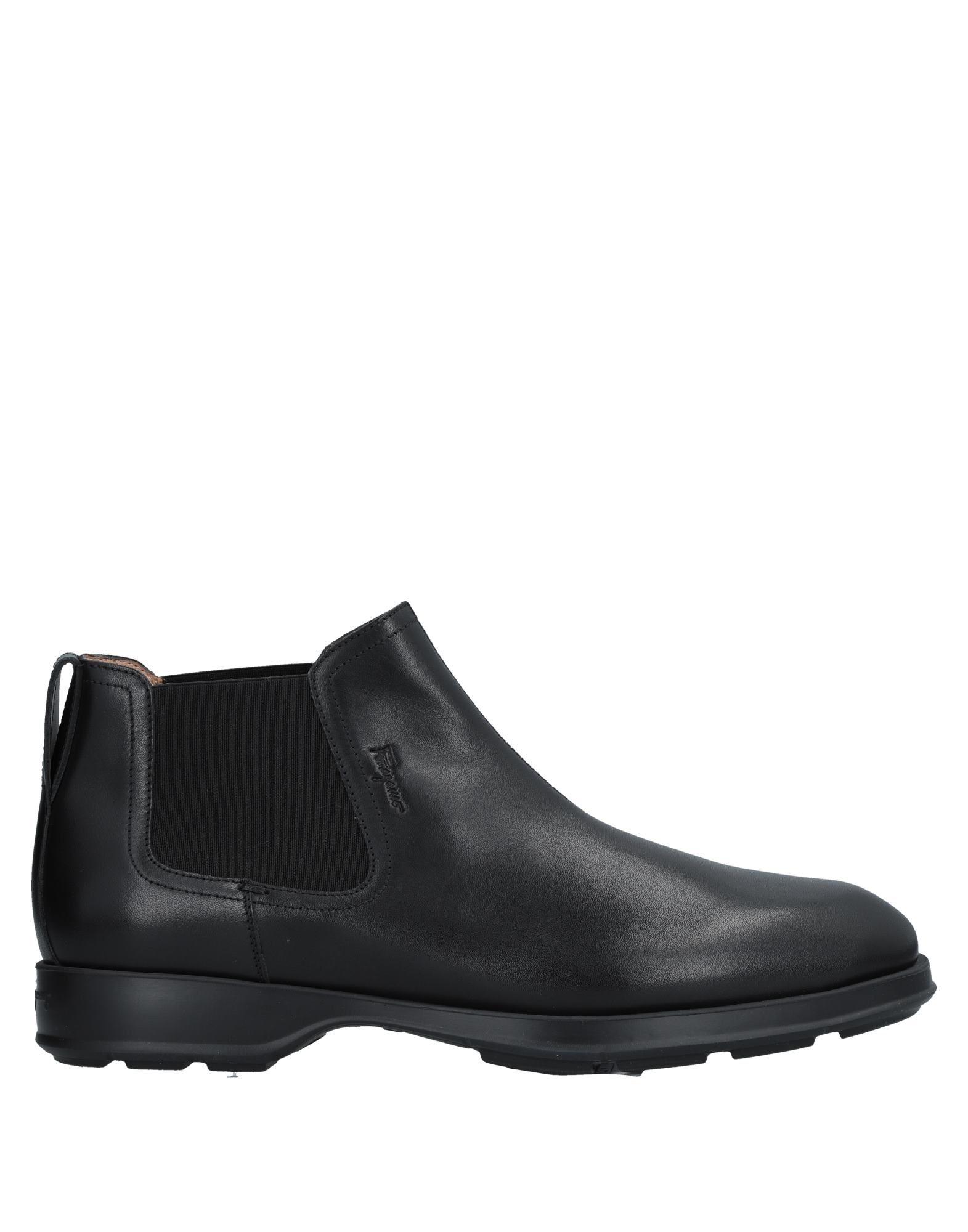 Salvatore Ferragamo Black Leather Ankle Boots | ModeSens
