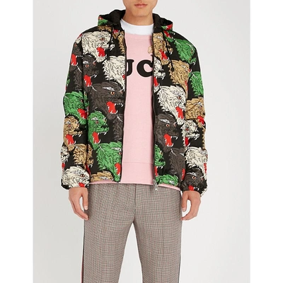 Shop Gucci Angry Panther Padded Shell Jacket In Black