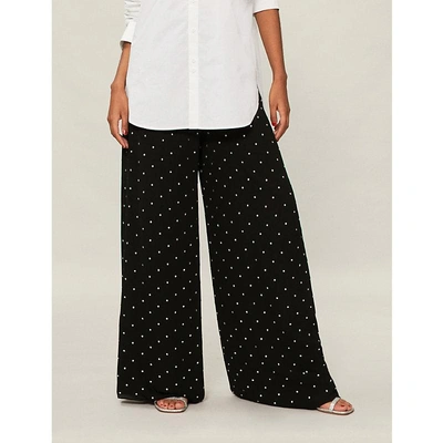 Shop Temperley London Twinkle Crystal-embellished Wide High-rise Woven Trousers In Black
