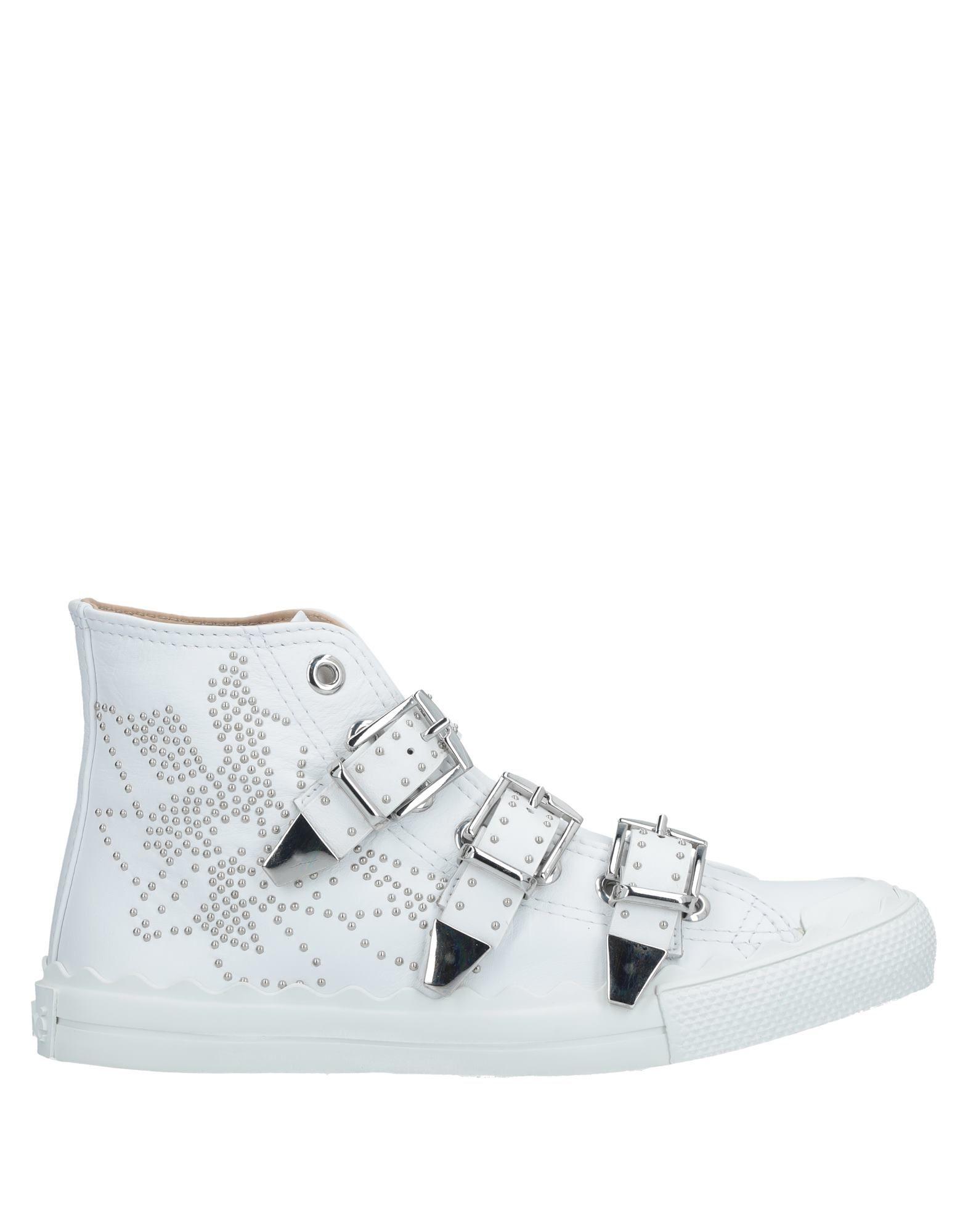 Chloé Chloe Kyle Semi-shiny Calf Leather Buckle Sneakers In White | ModeSens