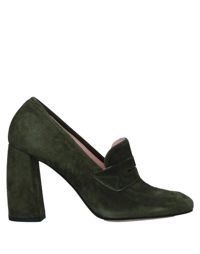 Shop Anna F. Loafers In Military Green