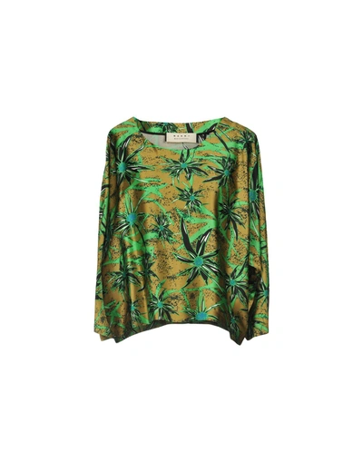 Shop Marni Blouses In Khaki