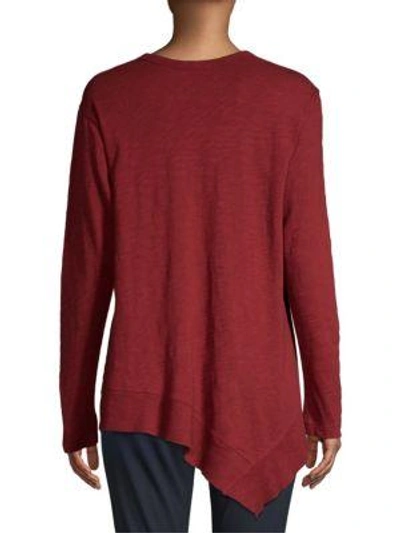 Shop Wilt Asymmetric Ribbed Long-sleeve Shirt In Garnet