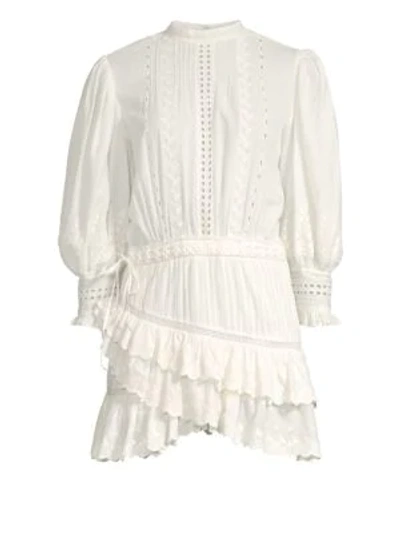 Shop Loveshackfancy Lorelei Puff-sleeve Mini Dress In Ivory