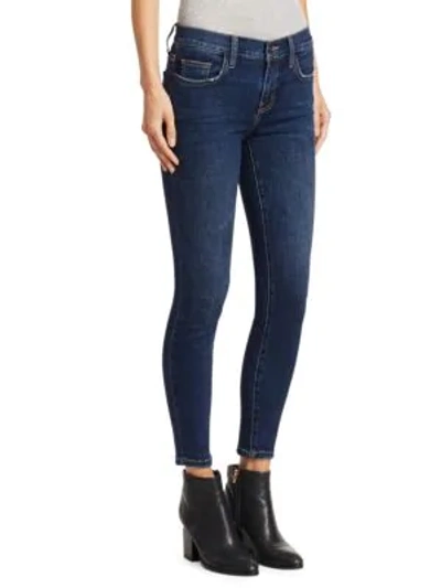 Shop Current Elliott The Stiletto Low-rise Skinny Ankle Jeans In 1 Year Worn Stretch Indigo