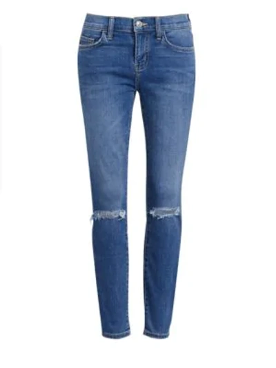 Shop Current Elliott The Stiletto Distressed Ankle Jeans In 2 Year Destroy Stretch Inidgo