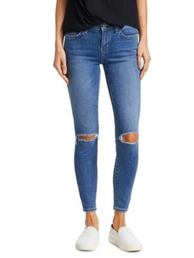 Shop Current Elliott The Stiletto Distressed Ankle Jeans In 2 Year Destroy Stretch Inidgo