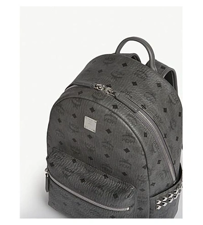 Shop Mcm Stark Side Studs Leather Backpack In Phantom Grey