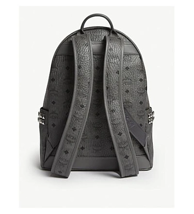 Shop Mcm Stark Side Studs Leather Backpack In Phantom Grey