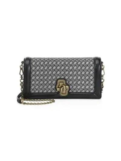 Shop Bottega Veneta Knot Woven Clutch In Antique Silver