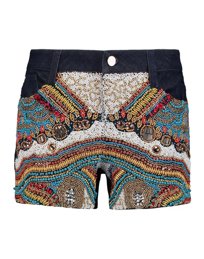 Shop Alice And Olivia Denim Shorts In Blue