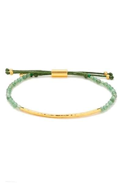 Shop Gorjana Power Gemstone Beaded Bracelet In Aventurine/ Gold